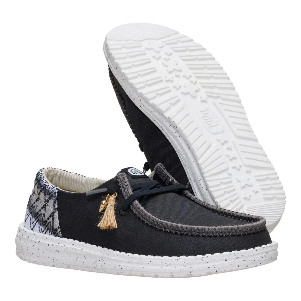Hey Dude Wendy Funk Beach Woven 45220-0C4 Women's Black Slip-On Shoes SHOP538